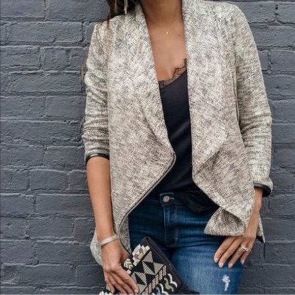 Stella & Dot Rebel Shimmer Moto Jacket with faux leather trim size small - Picture 1 of 7
